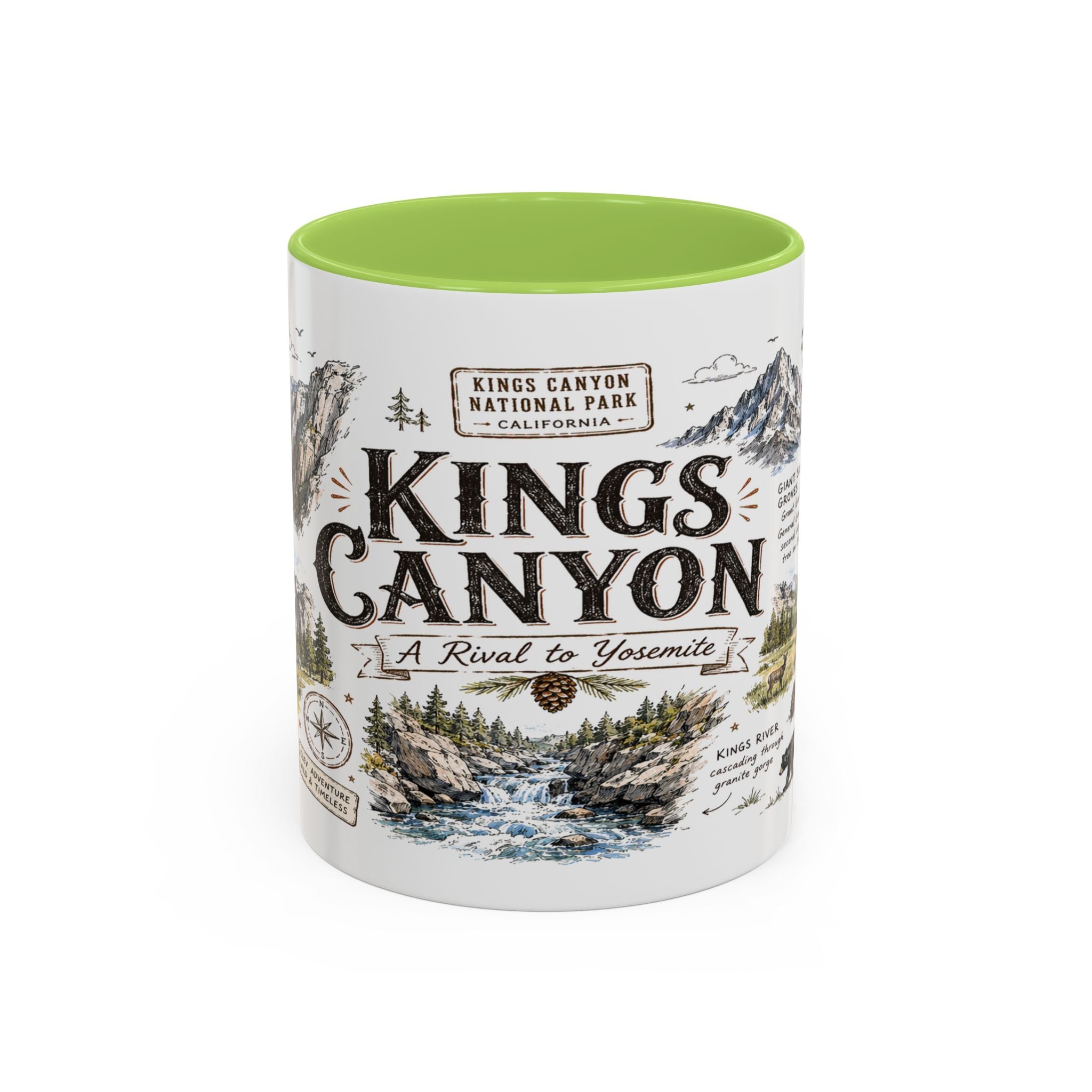 Kings Canyon National Park Coffee Mug | California Sierra Nevada Sequoia Gift | Accent Color Ceramic 11oz 15oz