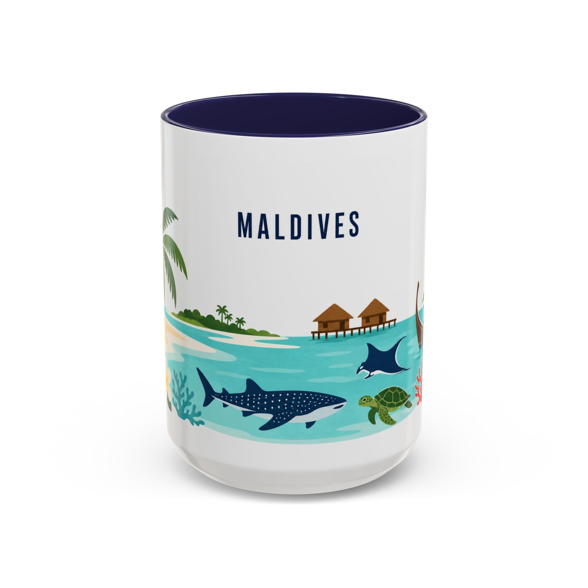 Maldives Coffee Mug | Travel Destination Souvenir Gift | Accent Color Ceramic 11oz 15oz