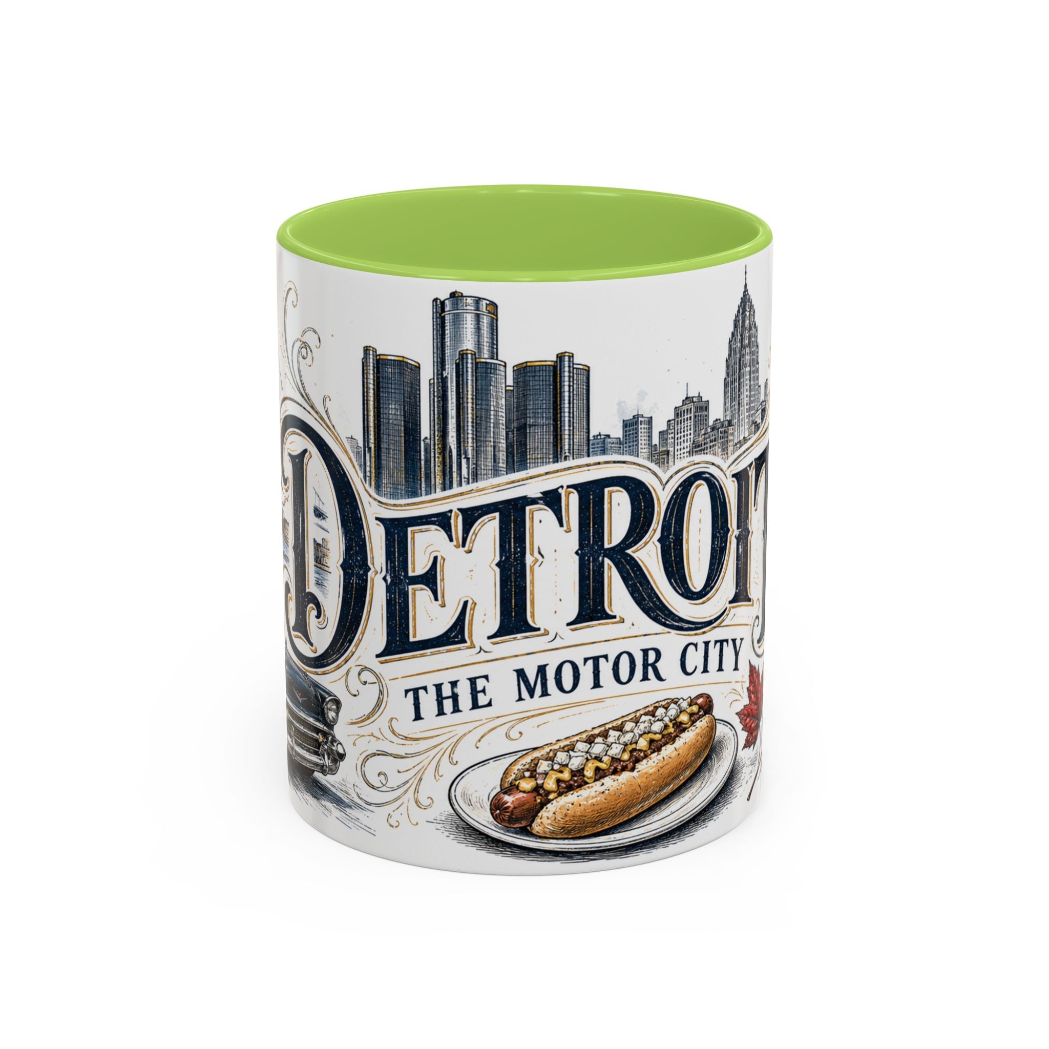 Detroit Coffee Mug | United States Travel Souvenir | Vintage Illustrated City Gift | 11 oz 15 oz Accent Mug