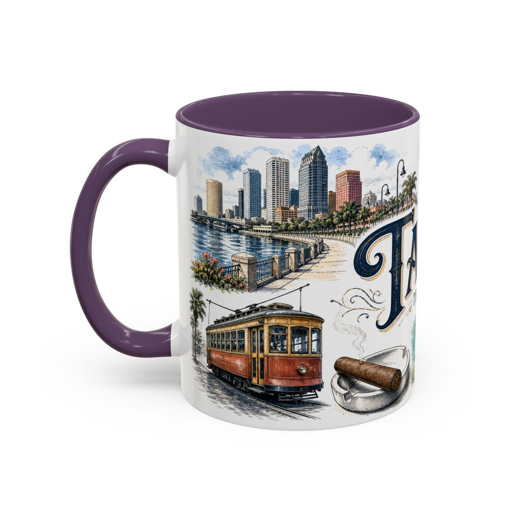 Tampa Coffee Mug | United States Travel Souvenir | Vintage Illustrated City Gift | 11 oz 15 oz Accent Mug