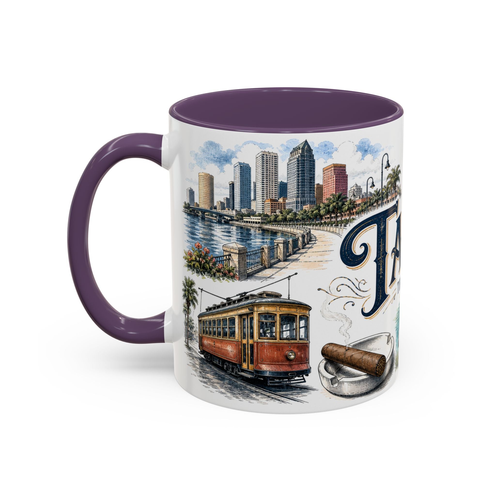 Tampa Coffee Mug | United States Travel Souvenir | Vintage Illustrated City Gift | 11 oz 15 oz Accent Mug