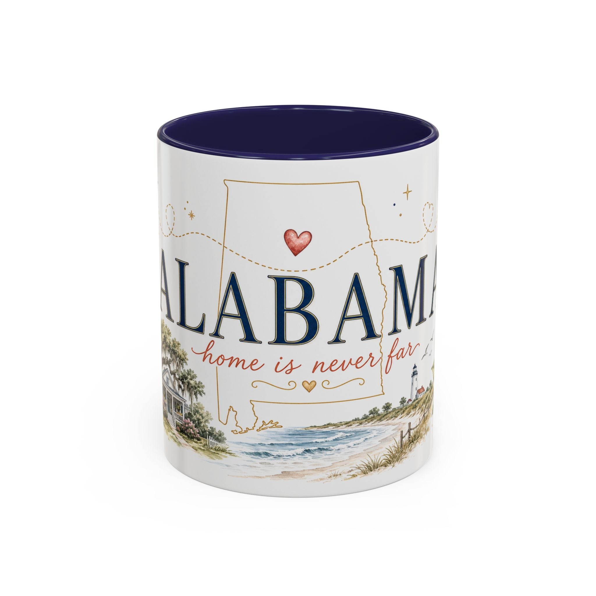 Alabama State Map Mug | Coastal Scenery, Botanical Accents, Homesick Gift