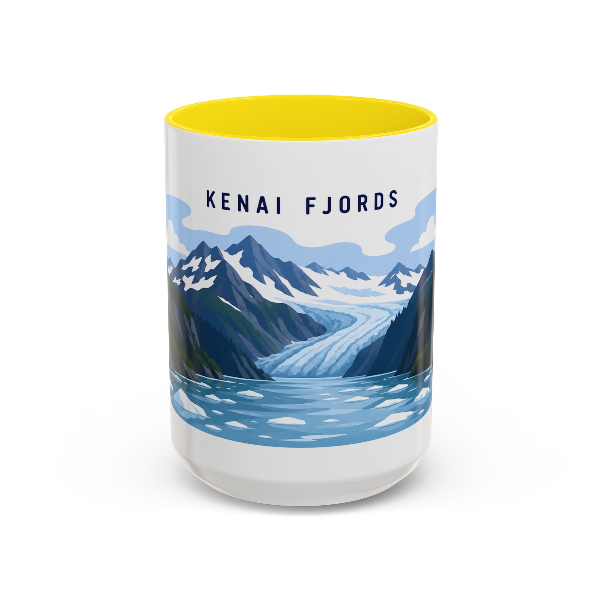 Kenai Fjords National Park Coffee Mug | Solid Color Block Park Souvenir | 11oz 15oz Accent Mug
