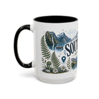 New Zealand South Island Coffee Mug | Travel Destination Souvenir Gift | Accent Color Ceramic 11oz 15oz