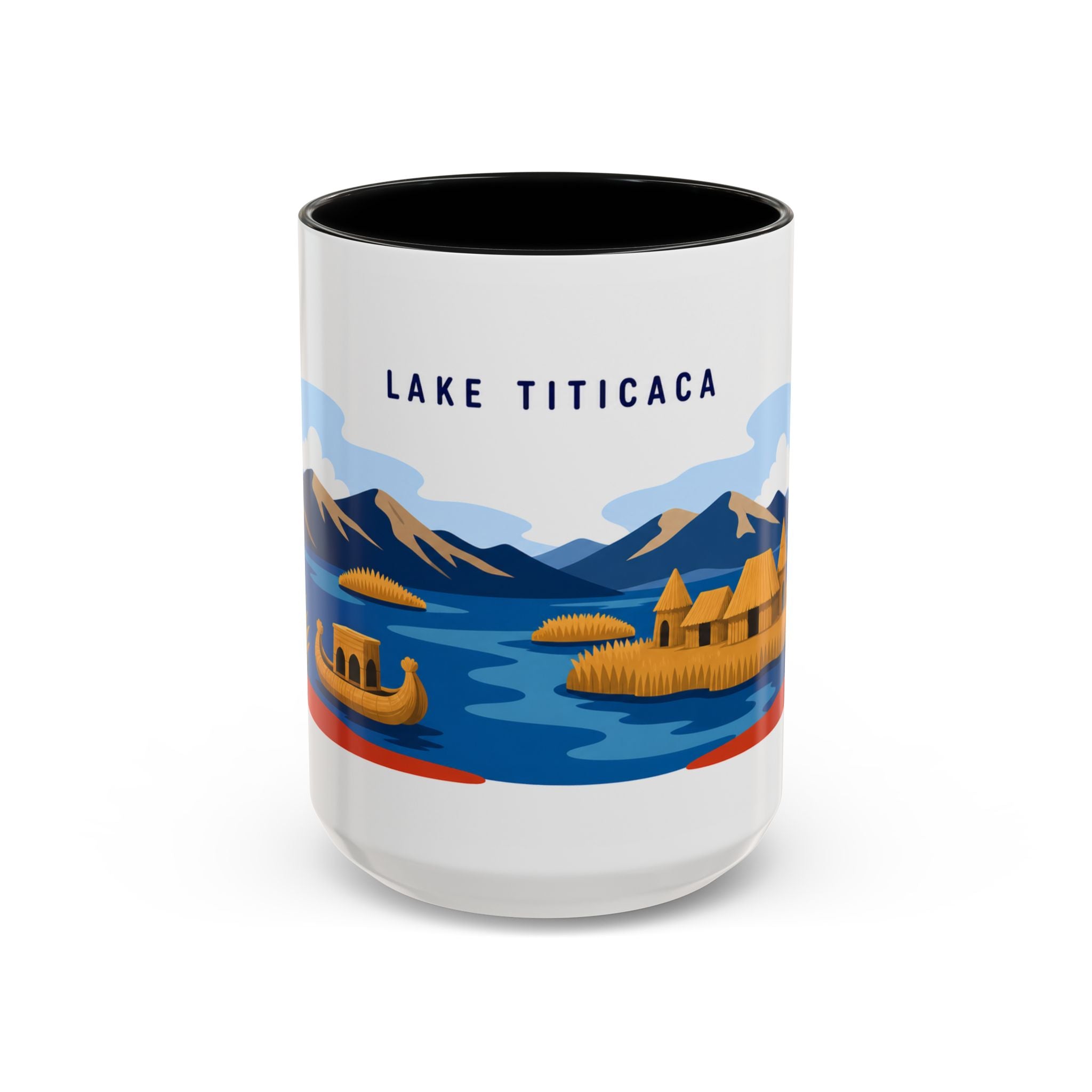Lake Titicaca Coffee Mug | Travel Destination Souvenir Gift | Accent Color Ceramic 11oz 15oz