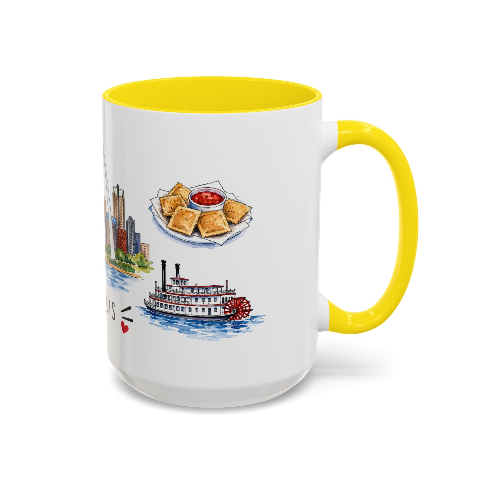 St. Louis Illustrated Travel Mug | City Souvenir Accent Coffee Mug | 11oz 15oz Ceramic Cup