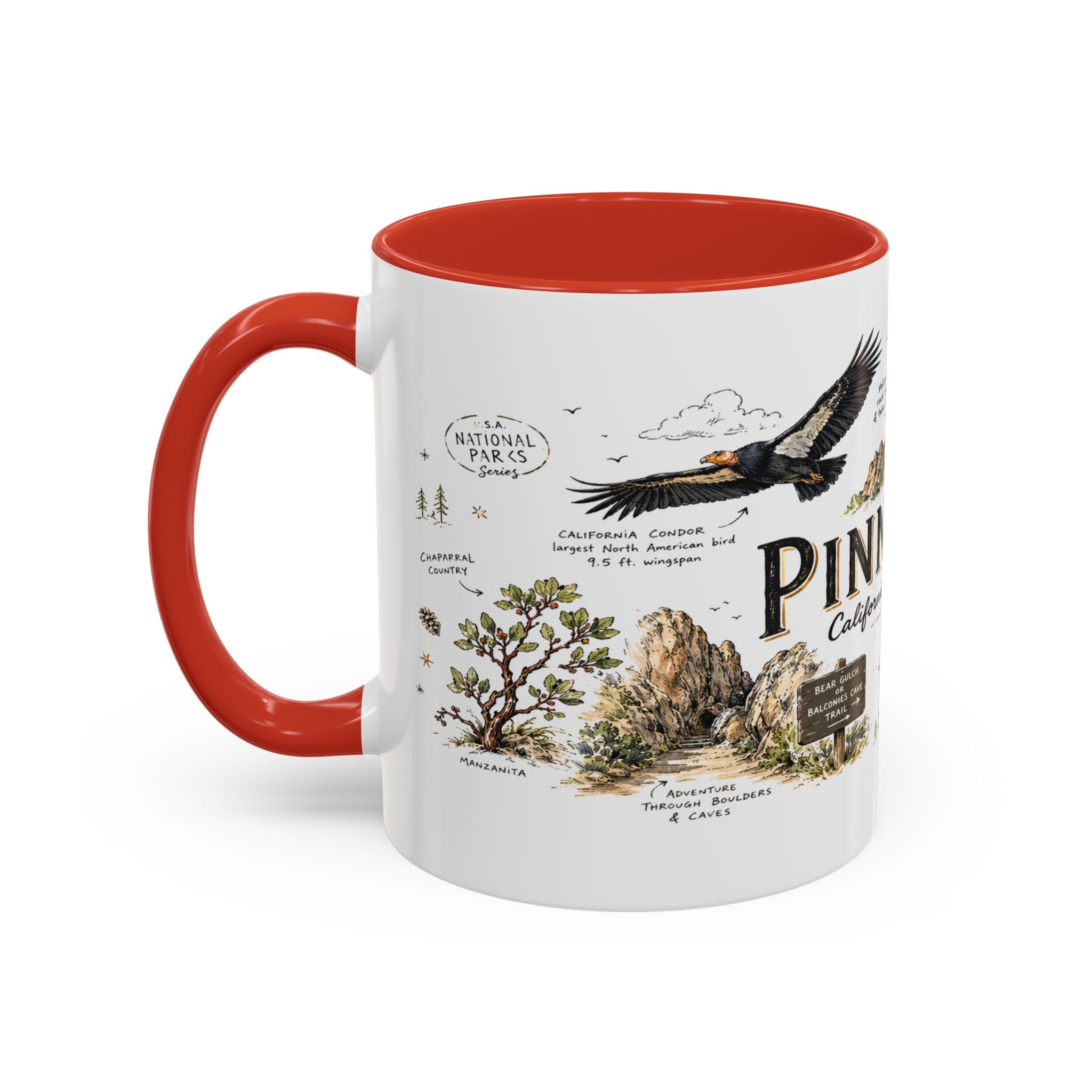 Pinnacles National Park Coffee Mug | California Rock Climbing Condor Gift | Accent Color Ceramic 11oz 15oz