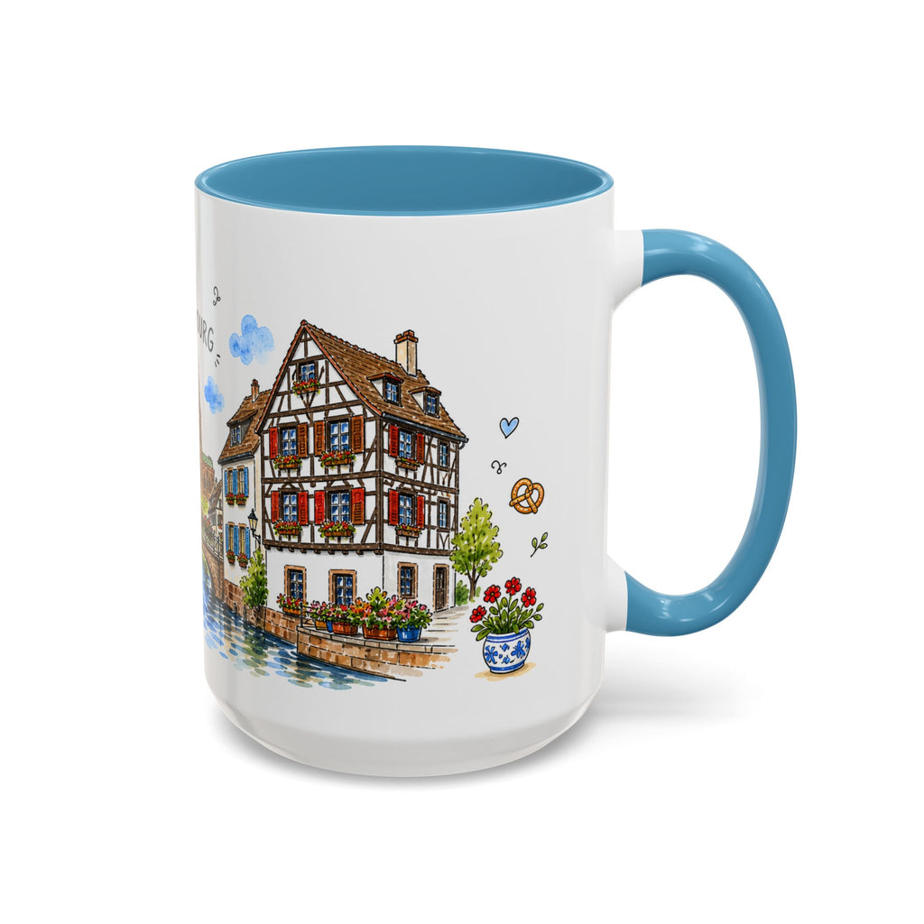 Strasbourg Illustrated Travel Mug | France Souvenir Accent Coffee Mug | 11oz 15oz Ceramic Cup
