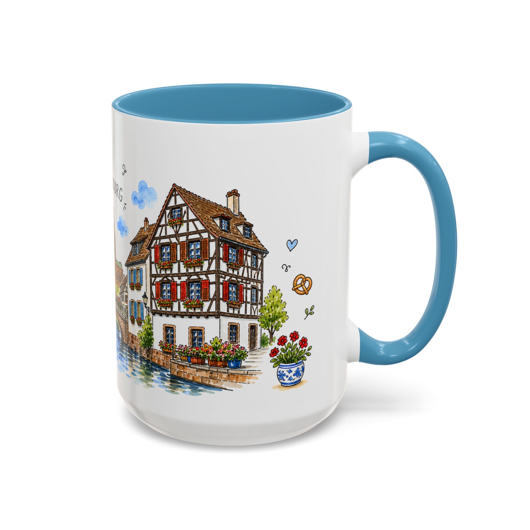 Strasbourg Illustrated Travel Mug | France Souvenir Accent Coffee Mug | 11oz 15oz Ceramic Cup