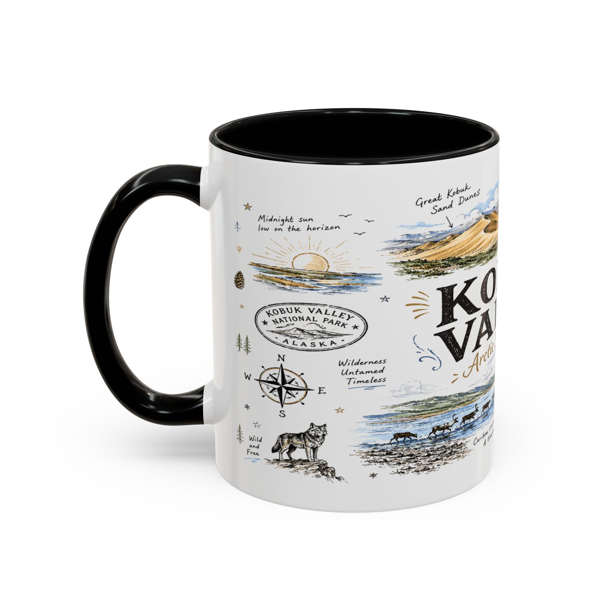 Kobuk Valley National Park Coffee Mug | Alaska Arctic Sand Dunes Gift | Accent Color Ceramic 11oz 15oz