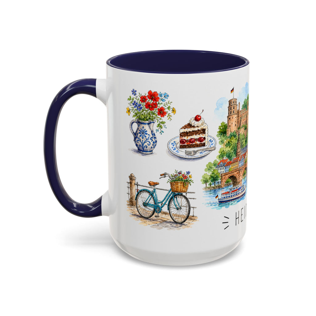 Heidelberg Illustrated Travel Mug | City Souvenir Accent Coffee Mug | 11oz 15oz Ceramic Cup