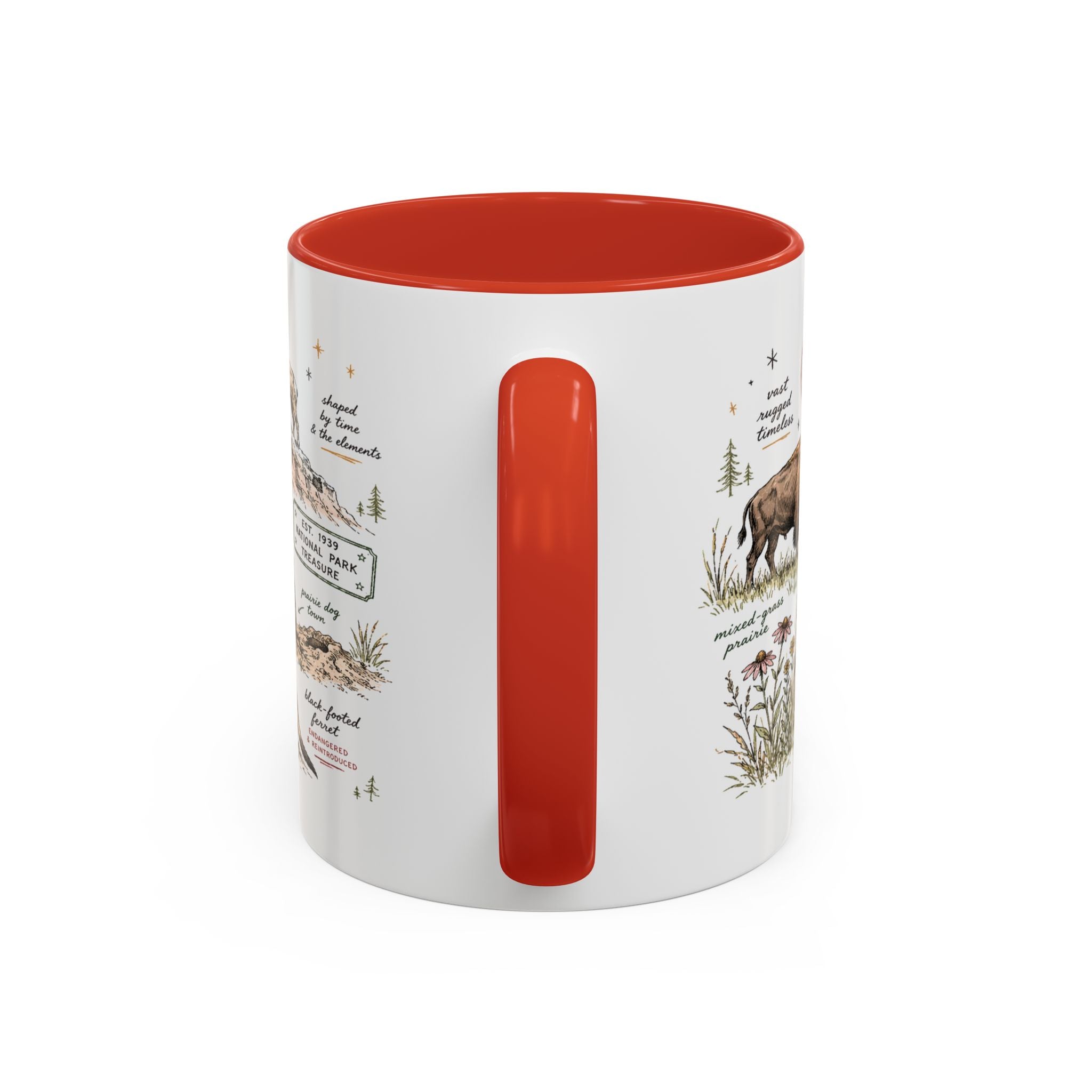 Badlands National Park Coffee Mug | South Dakota Prairie Fossil Hiking Gift | Accent Color Ceramic 11oz 15oz