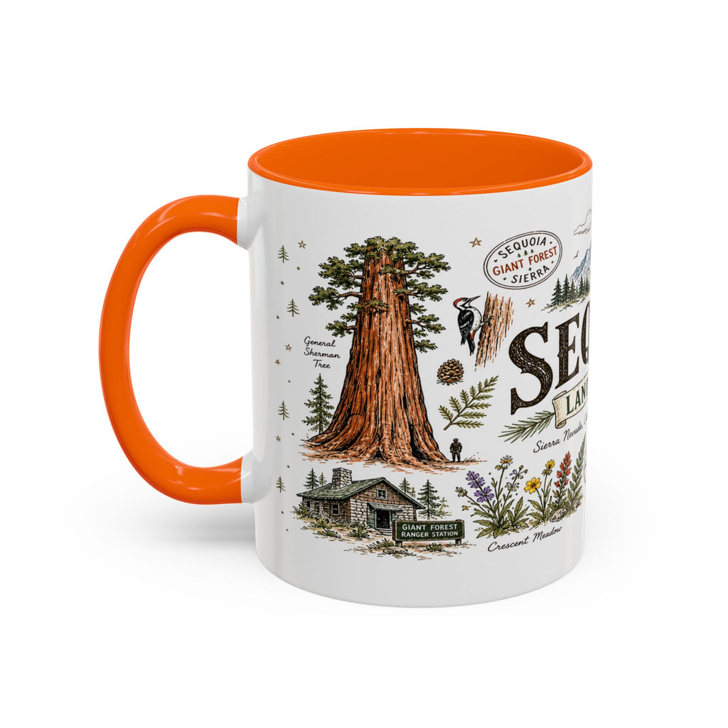 Sequoia Coffee Mug | National Park Hiking California Gift | Accent Color Ceramic 11oz 15oz
