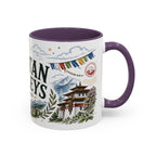 Bhutan Valleys Coffee Mug | Travel Destination Souvenir Gift | Accent Color Ceramic 11oz 15oz