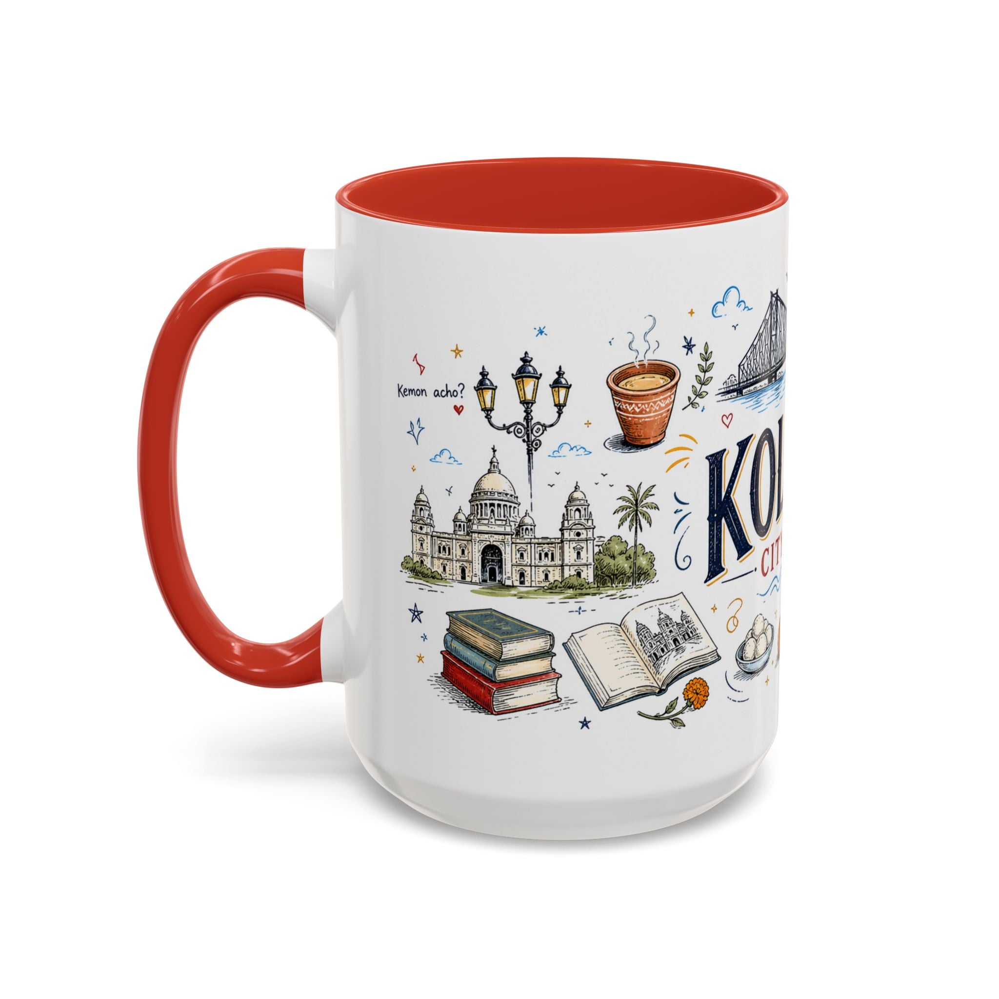 Kolkata Coffee Mug | India Souvenir Travel Gift | Accent Color Ceramic 11oz 15oz