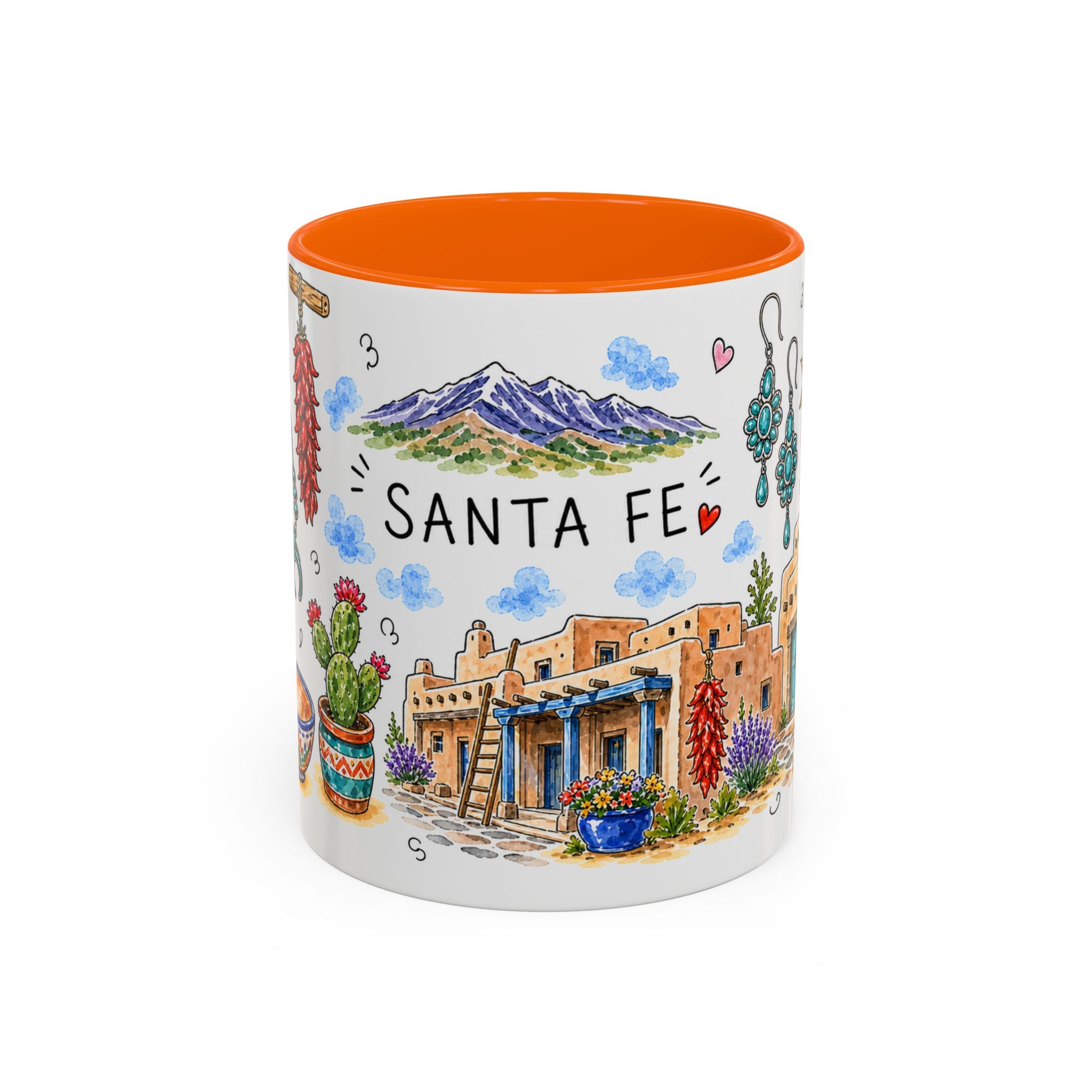 Santa Fe Illustrated Travel Mug | City Souvenir Accent Coffee Mug | 11oz 15oz Ceramic Cup