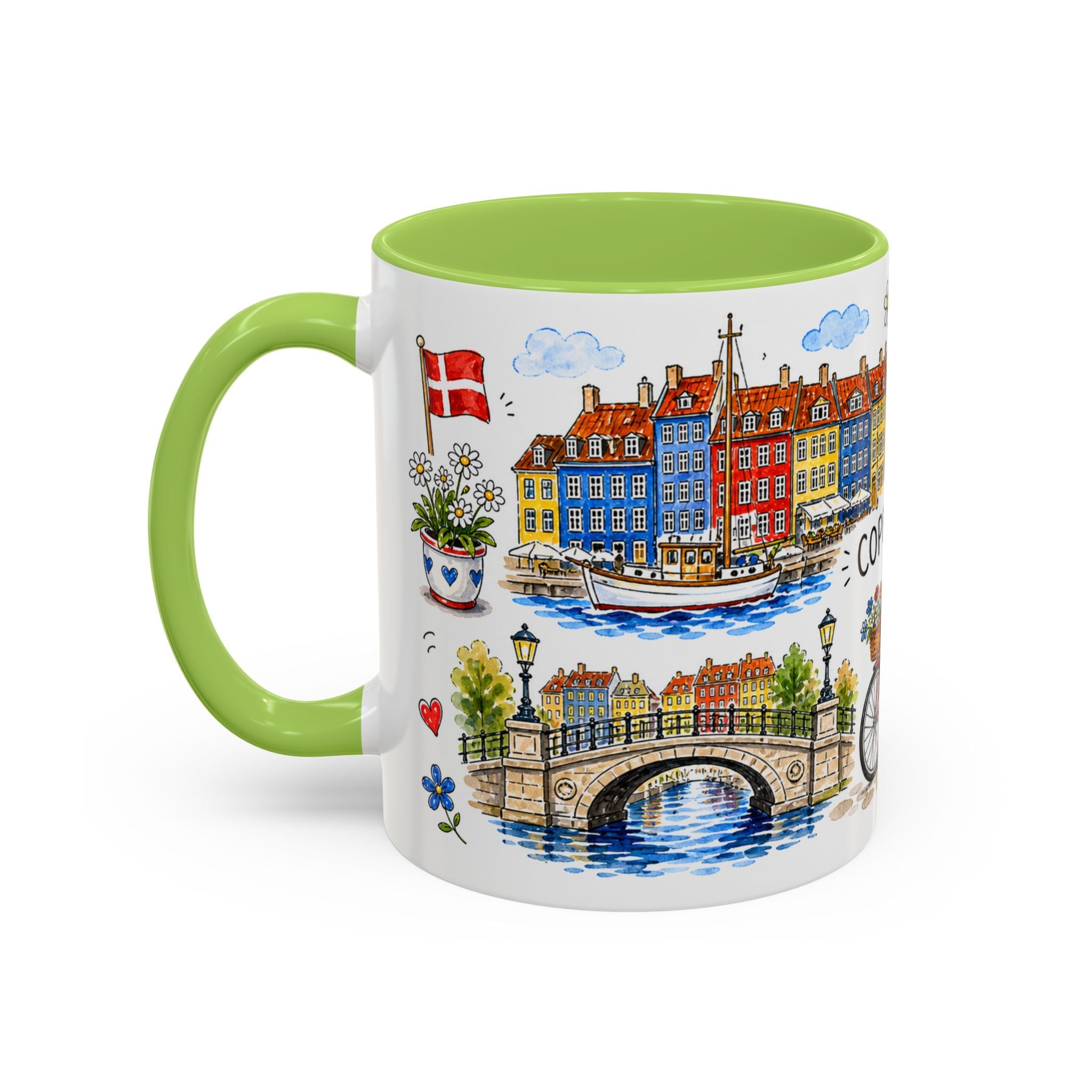 Copenhagen Travel Mug | European City Souvenir Accent Coffee Mug | 11oz 15oz Ceramic Cup