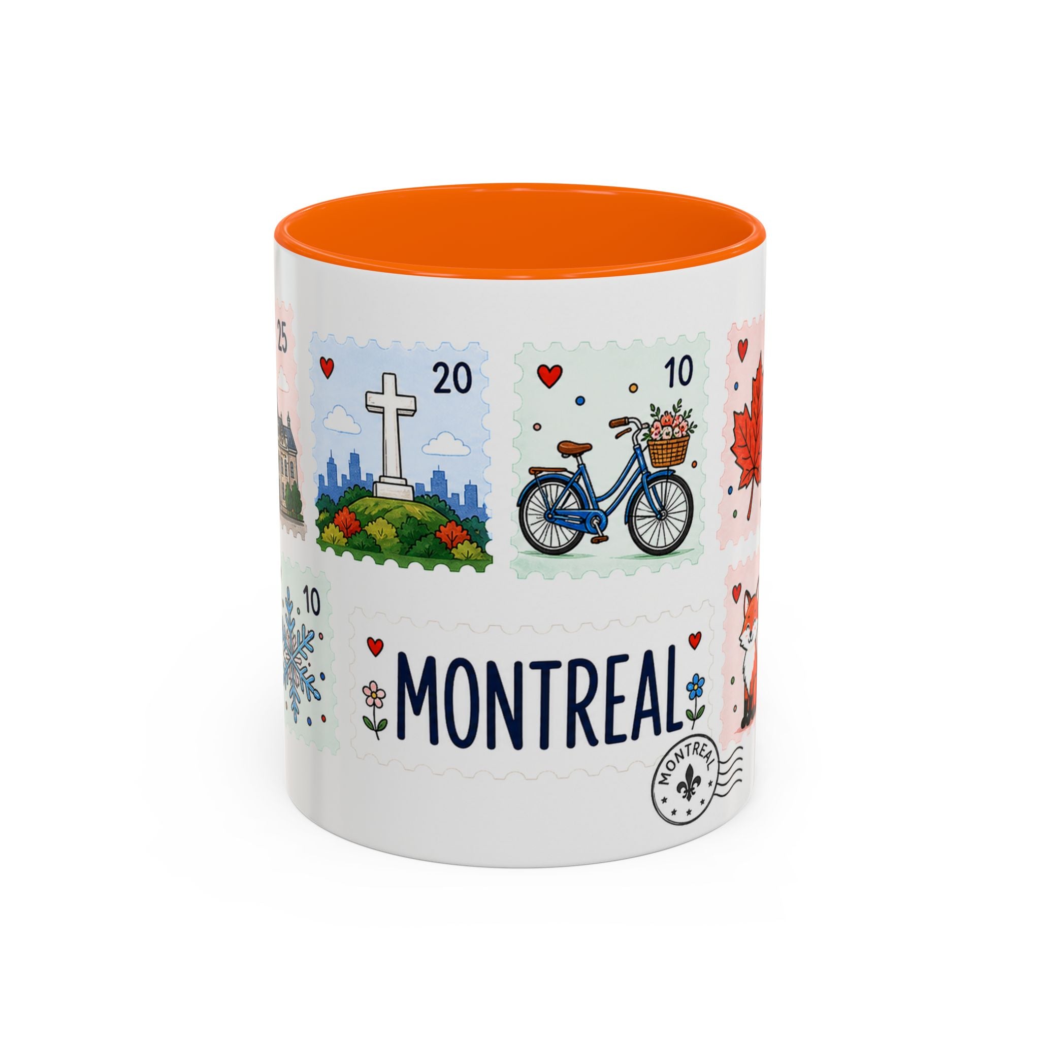 Montreal Coffee Mug | Postage Stamp Collage Mug | Travel Souvenir Accent Cup 11oz 15oz