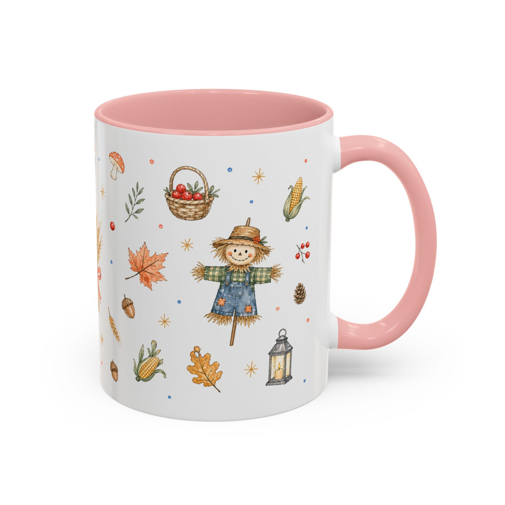 Thanksgiving Mug | Country Harvest Watercolor Gift | Pumpkin Scarecrow Accent Cup 11oz 15oz