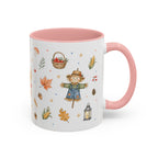 Thanksgiving Mug | Country Harvest Watercolor Gift | Pumpkin Scarecrow Accent Cup 11oz 15oz