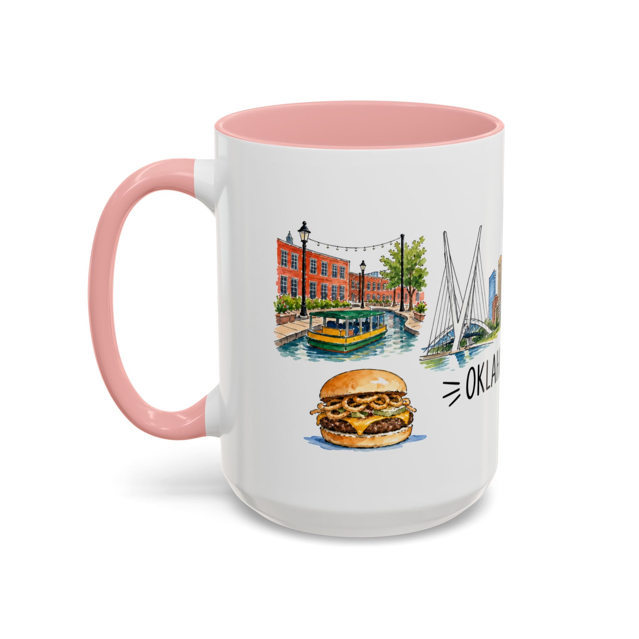 Oklahoma City Illustrated Travel Mug | City Souvenir Accent Coffee Mug | 11oz 15oz Ceramic Cup