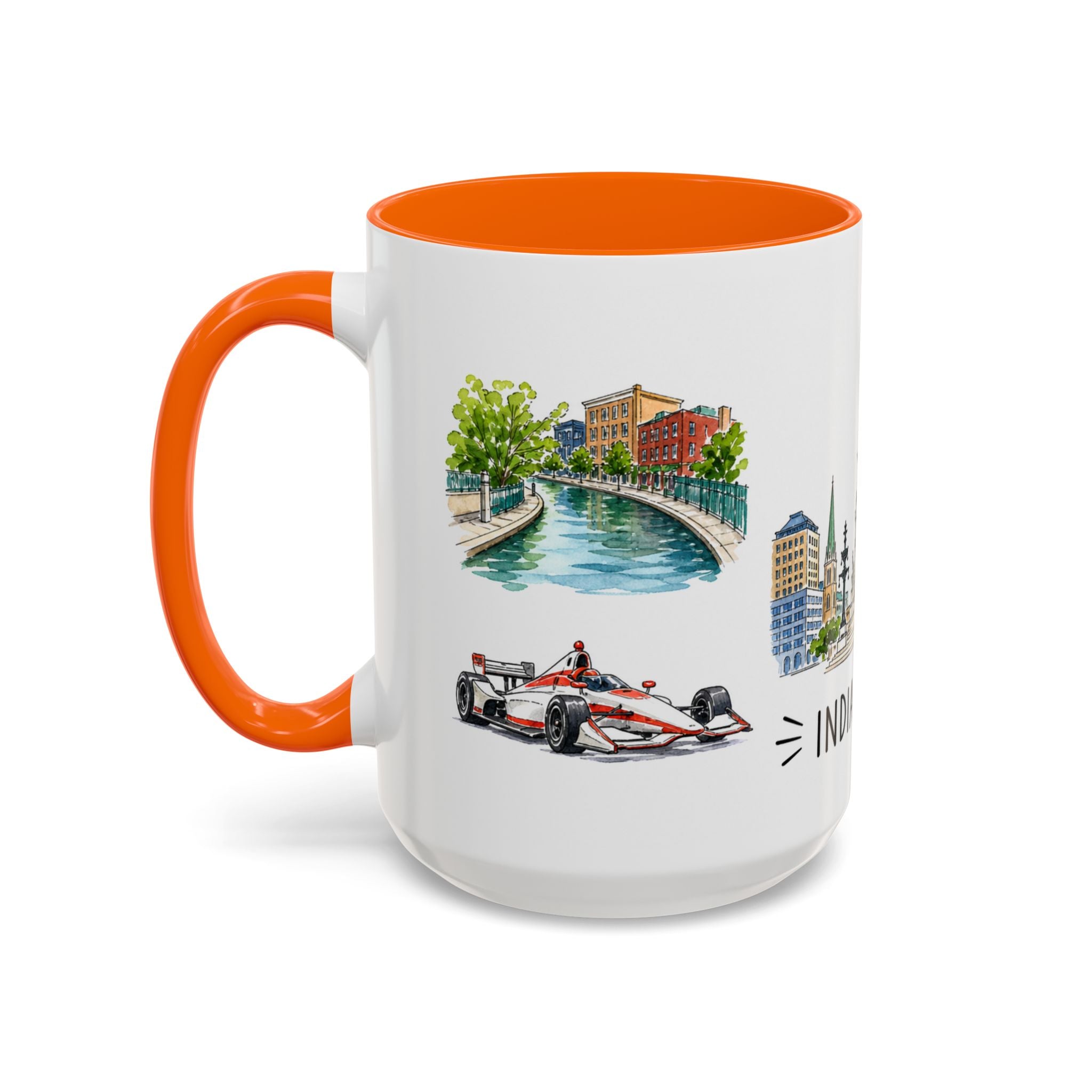 Indianapolis Illustrated Travel Mug | City Souvenir Accent Coffee Mug | 11oz 15oz Ceramic Cup