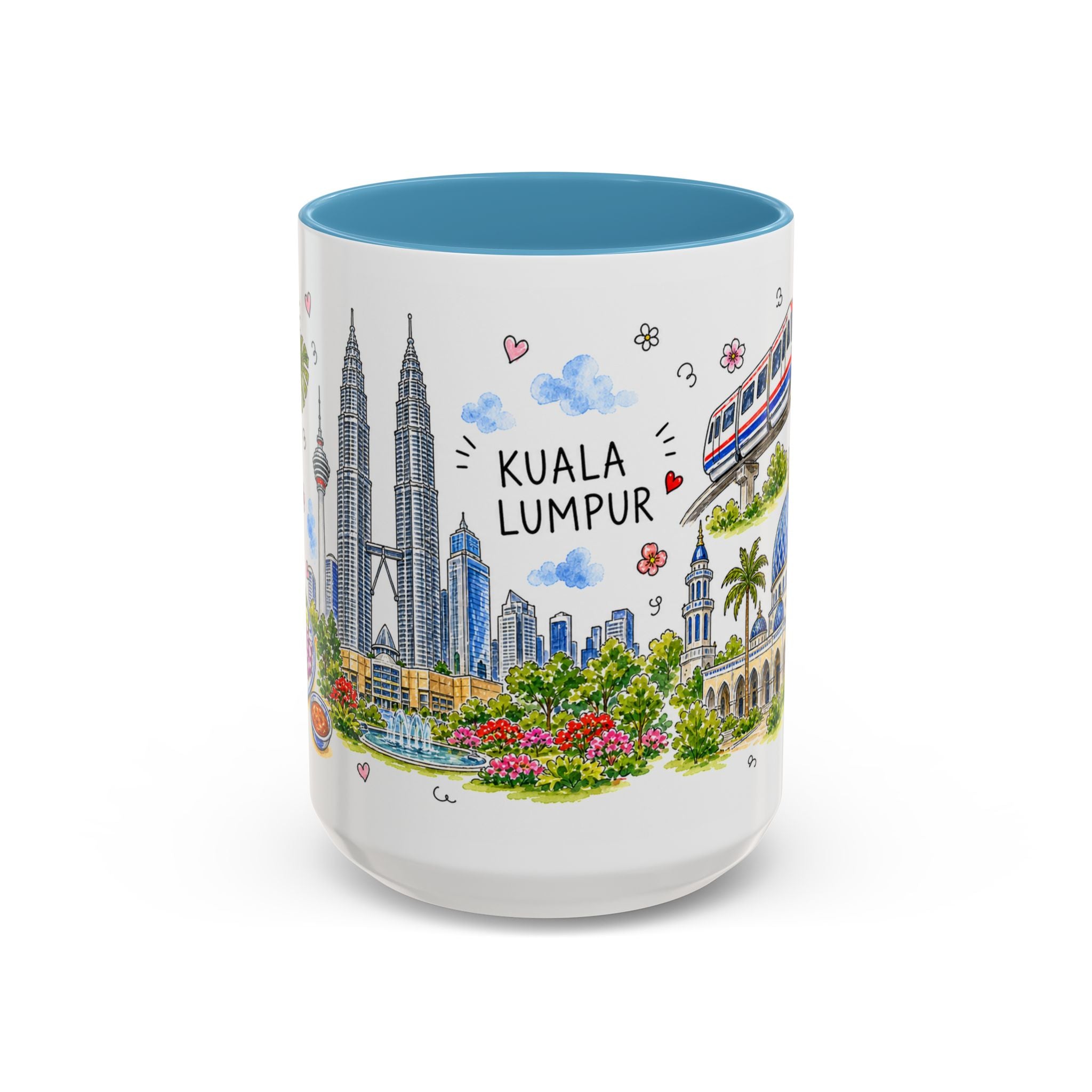 Kuala Lumpur Illustrated Travel Mug | City Souvenir Accent Coffee Mug | 11oz 15oz Ceramic Cup