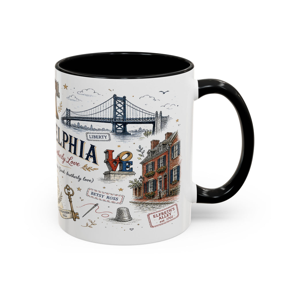 Philadelphia Coffee Mug | Pennsylvania Souvenir City Gift | Accent Color Ceramic 11oz 15oz