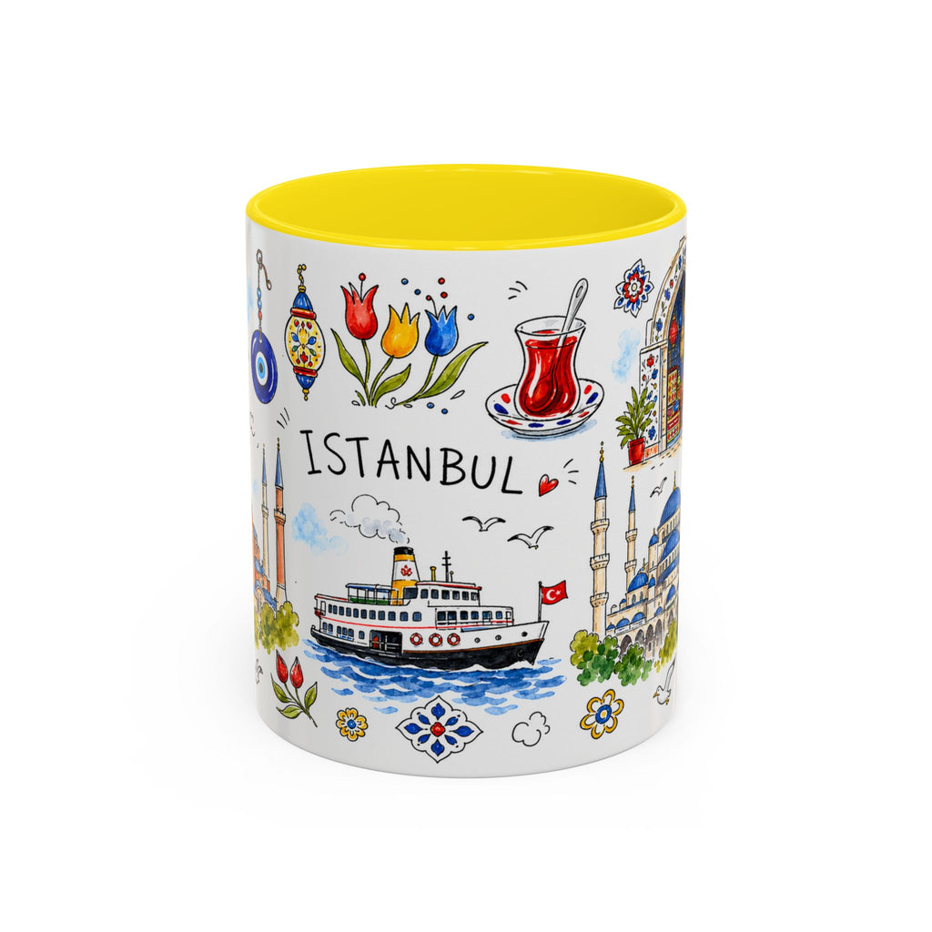 Istanbul Travel Mug | European City Souvenir Accent Coffee Mug | 11oz 15oz Ceramic Cup