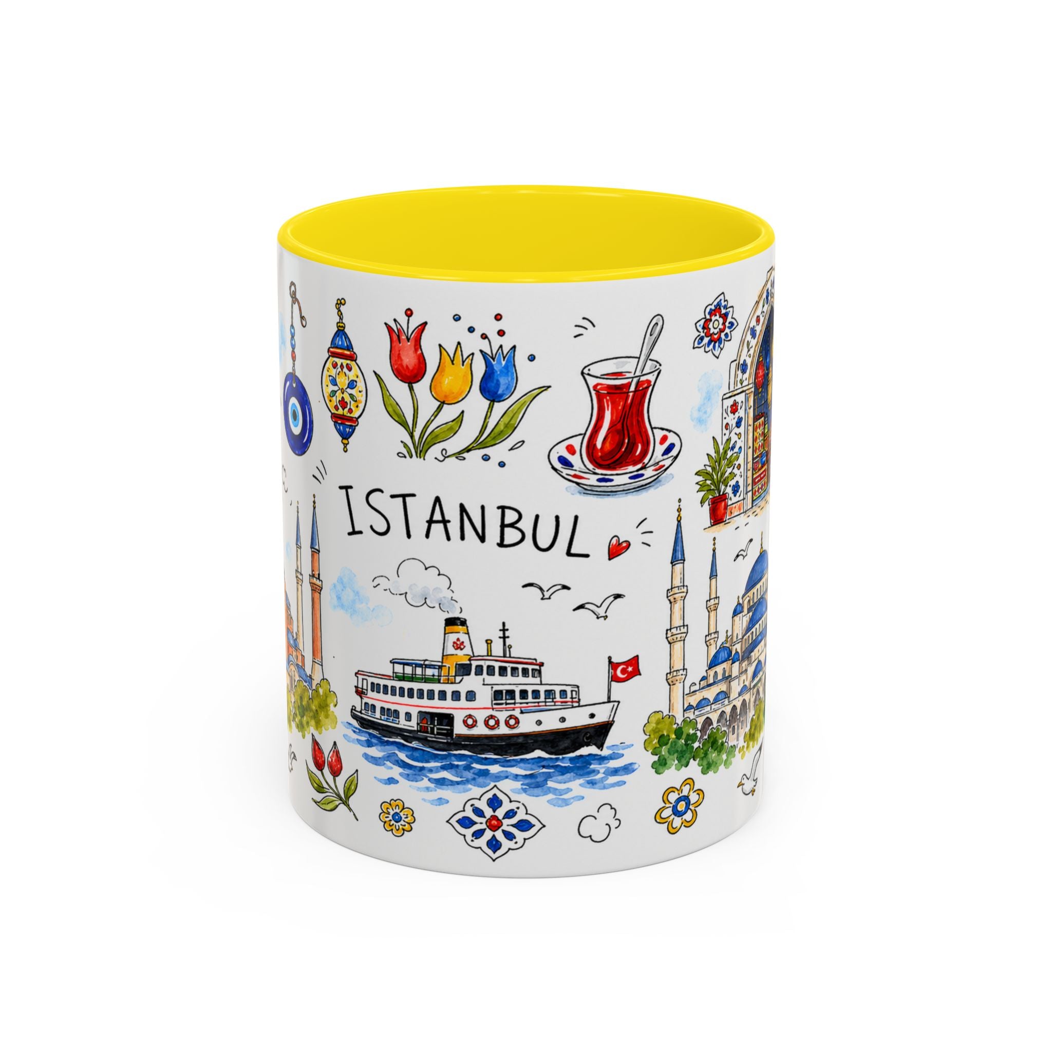 Istanbul Travel Mug | European City Souvenir Accent Coffee Mug | 11oz 15oz Ceramic Cup