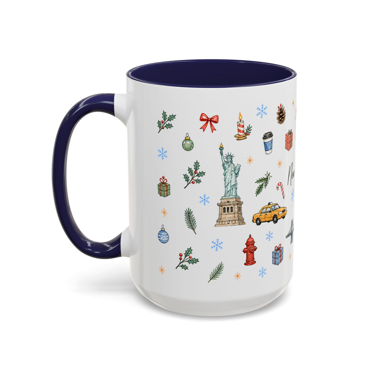 New York City Christmas Mug | Watercolor City Souvenir | Ceramic Coffee Cup