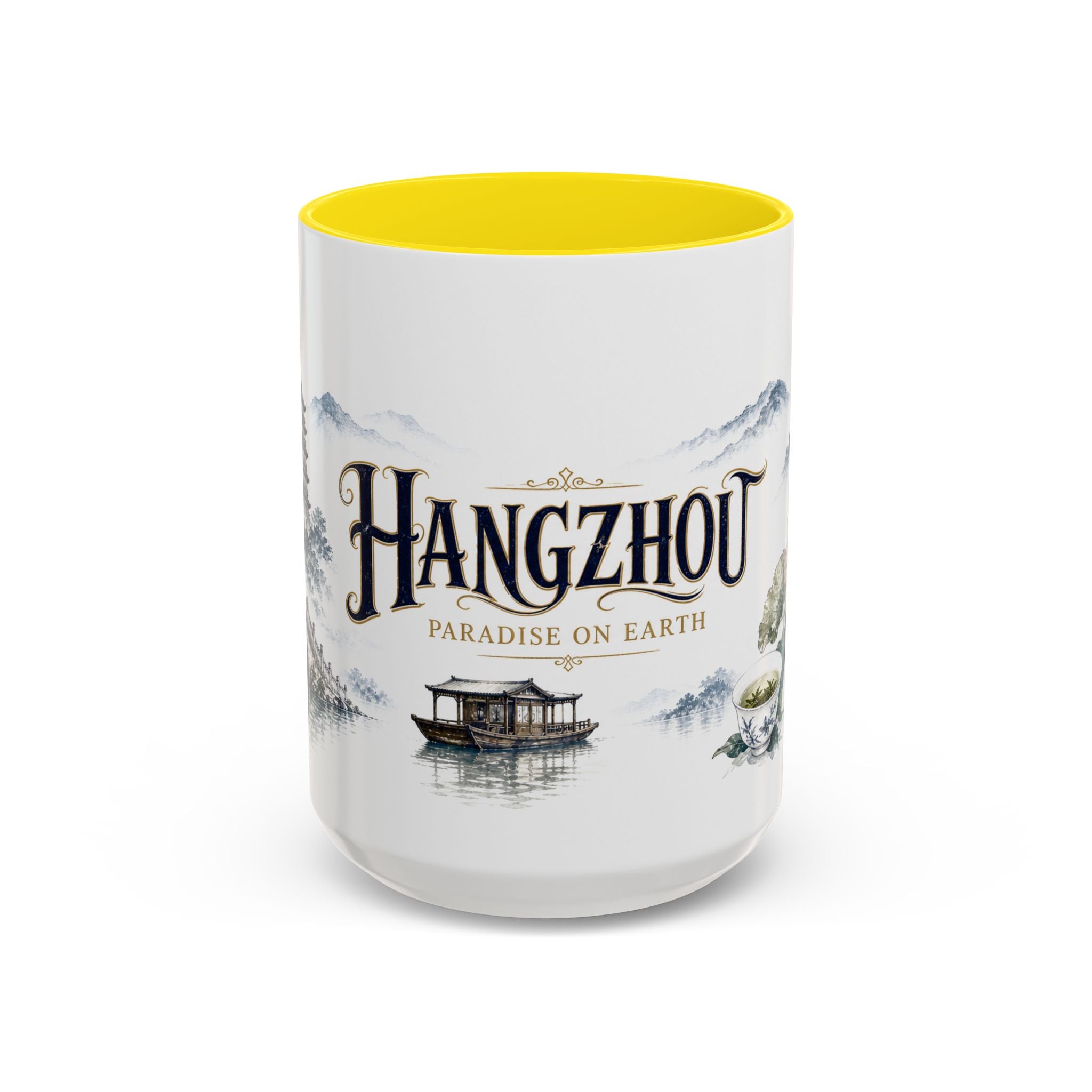 Hangzhou Coffee Mug | China Travel Souvenir | Vintage Illustrated City Gift | 11 oz 15 oz Accent Mug