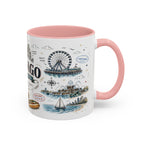 Chicago Coffee Mug | Illinois Souvenir City Gift | Accent Color Ceramic 11oz 15oz