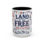 Land of the Free Coffee Mug | Home of the Brave 4th of July Gift | Accent Color Ceramic 11oz 15oz