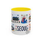 Seoul Coffee Mug | Postage Stamp Collage Mug | Travel Souvenir Accent Cup 11oz 15oz
