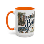 Baltimore Coffee Mug | United States Travel Souvenir | Vintage Illustrated City Gift | 11 oz 15 oz Accent Mug