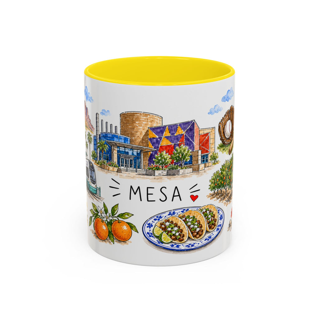 Mesa Illustrated Travel Mug | City Souvenir Accent Coffee Mug | 11oz 15oz Ceramic Cup