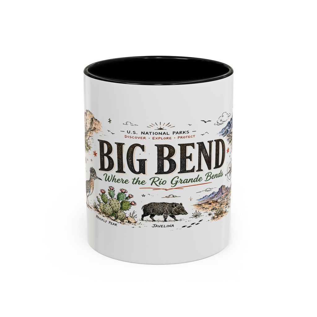 Big Bend National Park Coffee Mug | Texas Desert River Canyon Hiking Gift | Accent Color Ceramic 11oz 15oz
