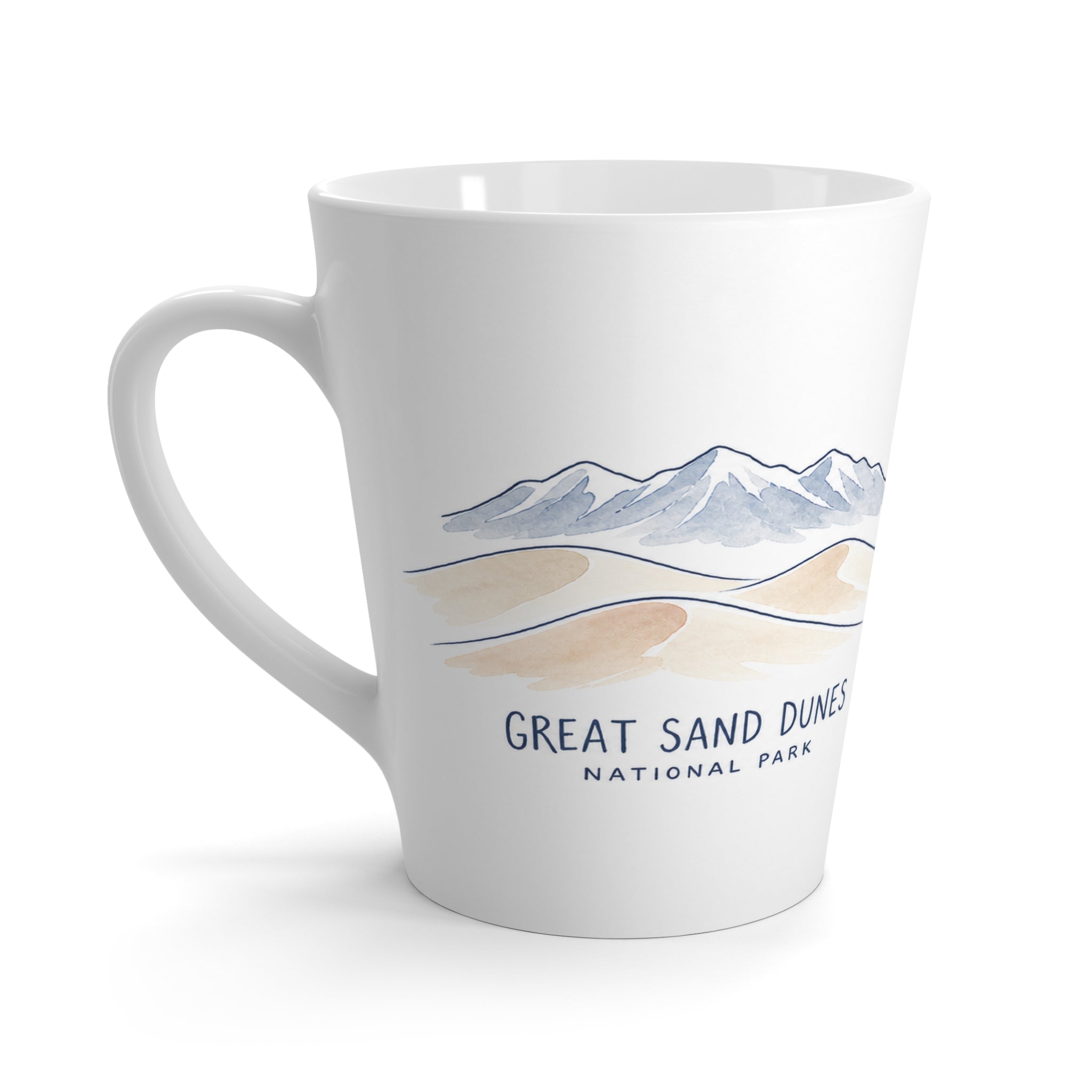 Great Sand Dunes National Park Latte Mug | Pastel Watercolor Nature Coffee Cup | 12 oz Travel Souvenir Gift