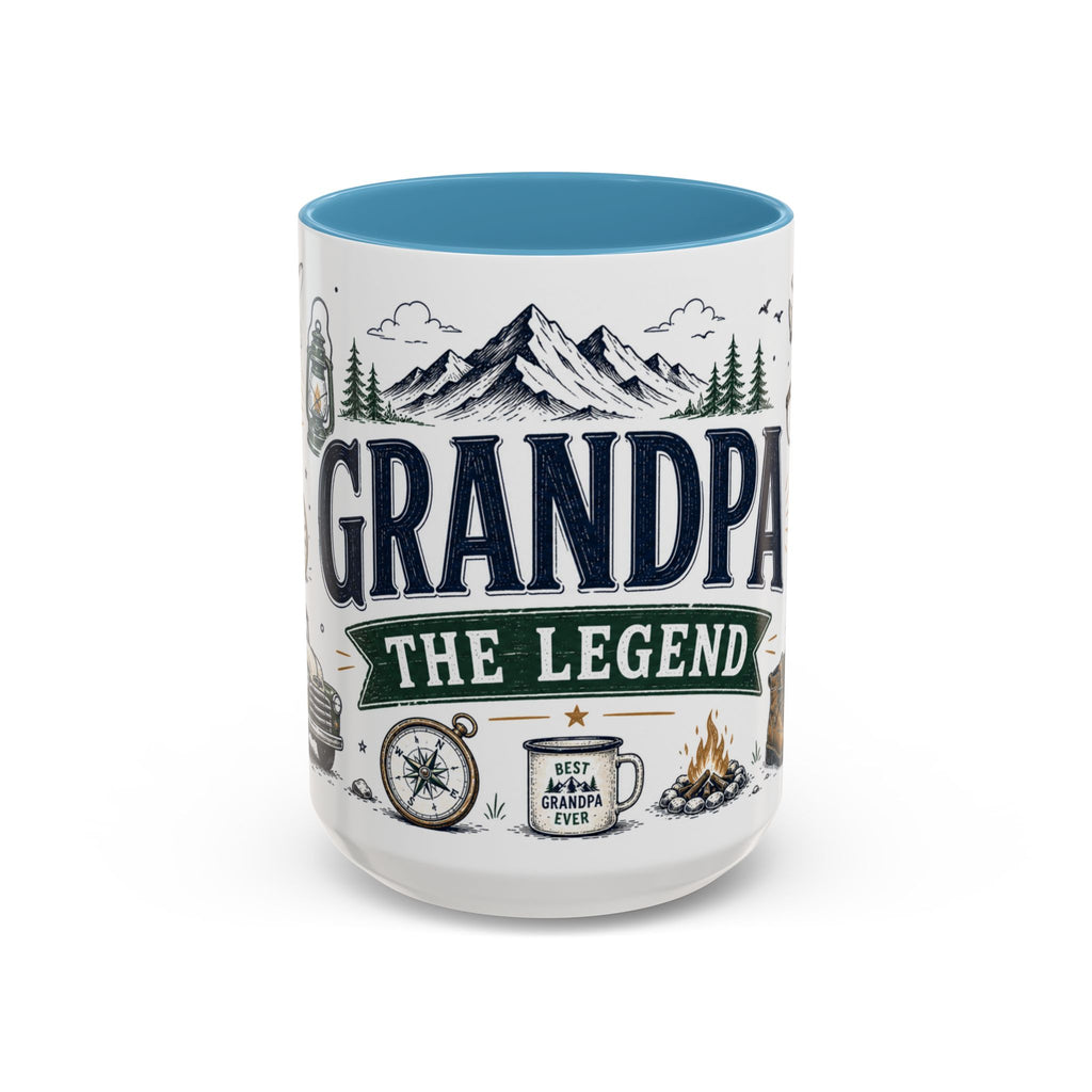 Grandpa The Legend Coffee Mug | Gift From Grandkids | Accent Color Ceramic 11oz 15oz