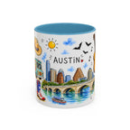 Austin Illustrated Travel Mug | City Souvenir Accent Coffee Mug | 11oz 15oz Ceramic Cup