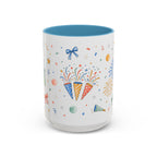 New Year Confetti Mug | Party Popper Watercolor Celebration Gift | Accent Cup 11oz 15oz