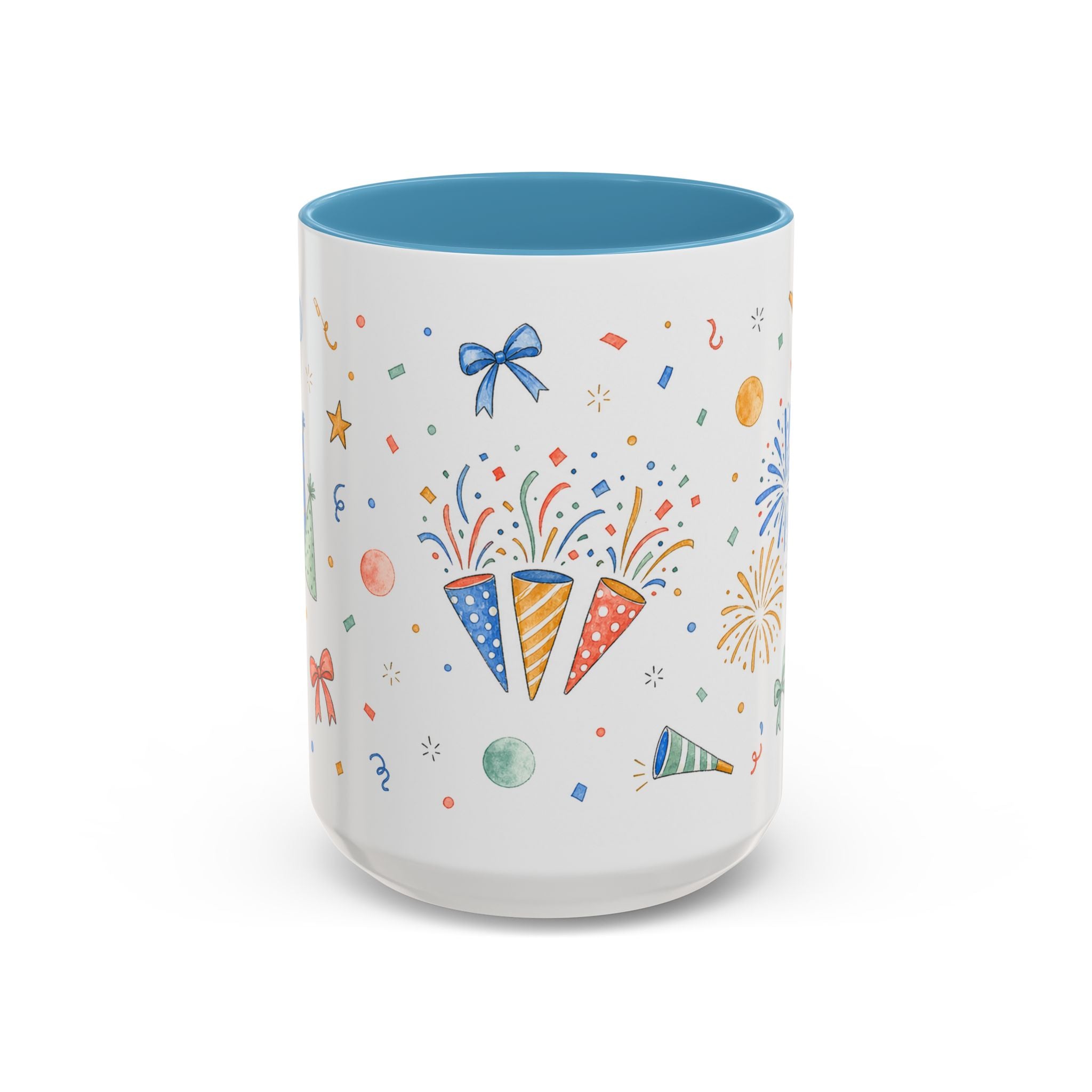 New Year Confetti Mug | Party Popper Watercolor Celebration Gift | Accent Cup 11oz 15oz