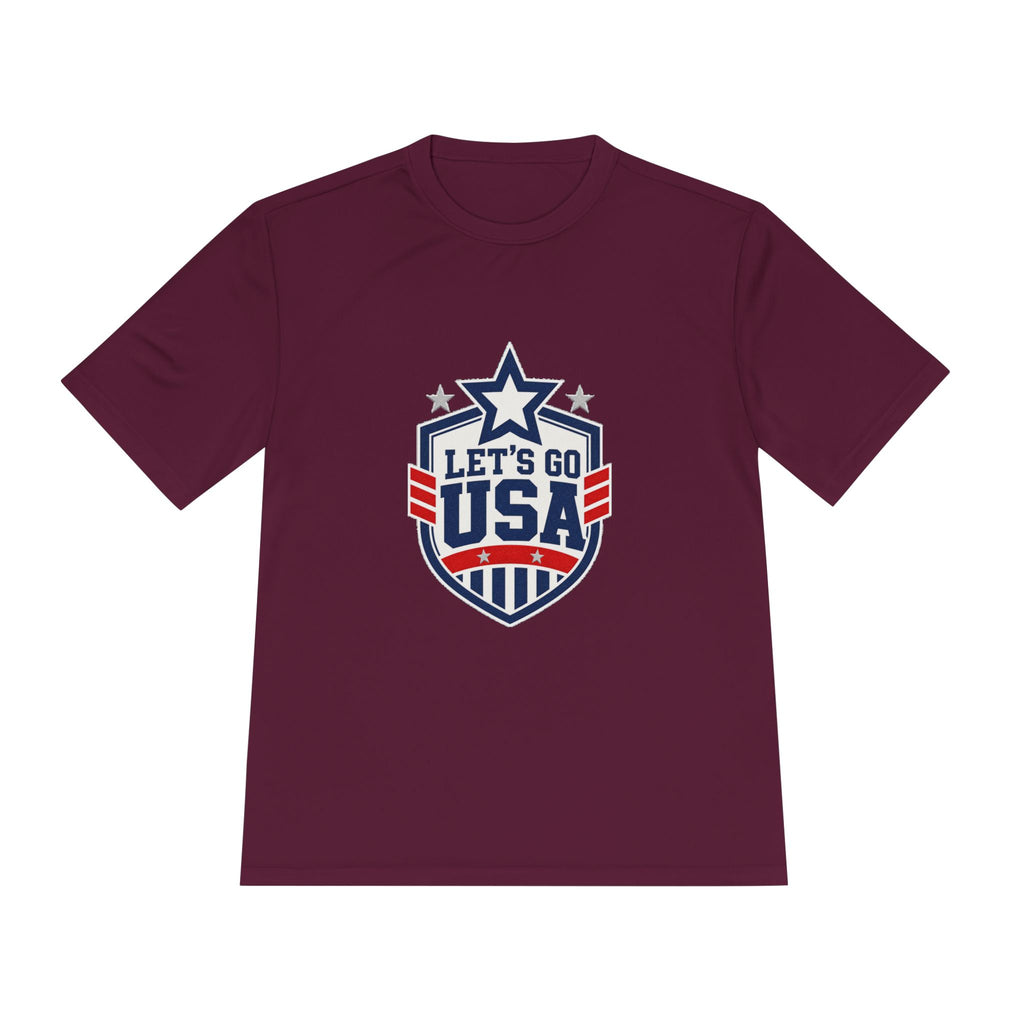 United States Soccer T Shirt, Let's Go USA Fan Tee, Moisture Wicking Sport Shirt