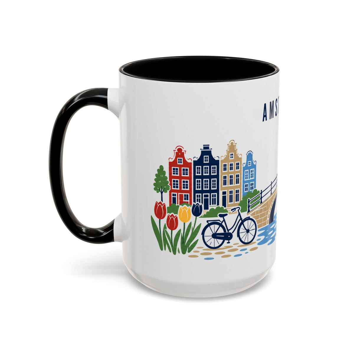 Amsterdam Coffee Mug | Netherlands Travel Souvenir | Porcelain Decal City Gift | 11oz 15oz Accent Mug