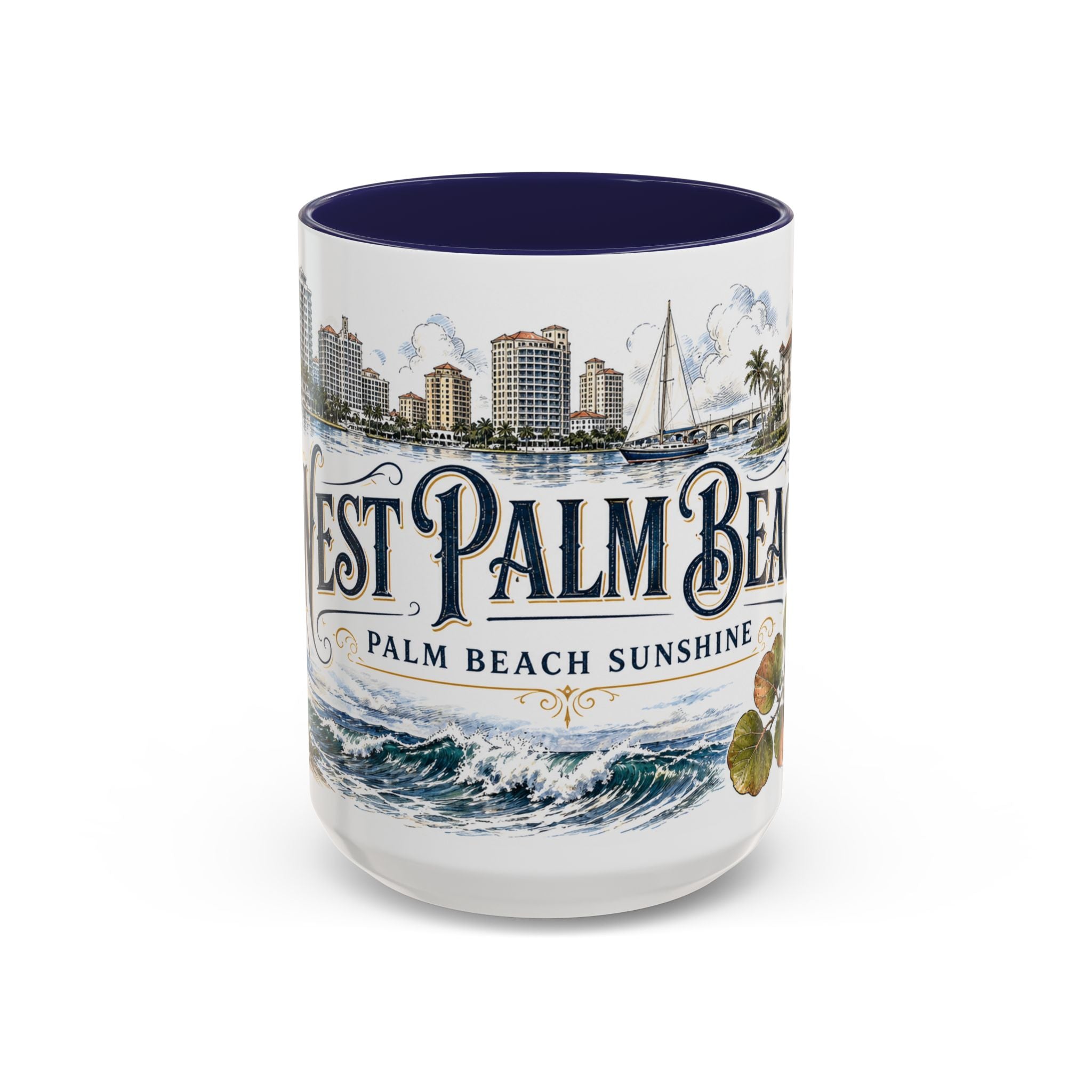 West Palm Beach Coffee Mug | United States Travel Souvenir | Vintage Illustrated City Gift | 11 oz 15 oz Accent Mug