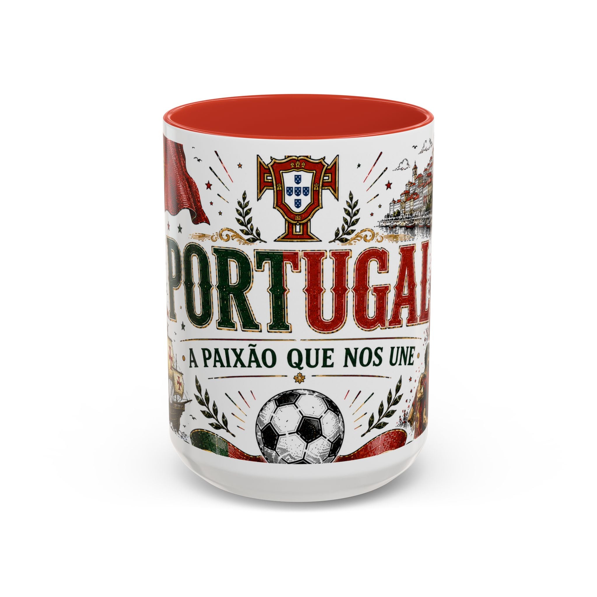 Portugal Soccer Coffee Mug | World Cup Fan Gift | Accent Color Ceramic 11oz 15oz Match Day Cup