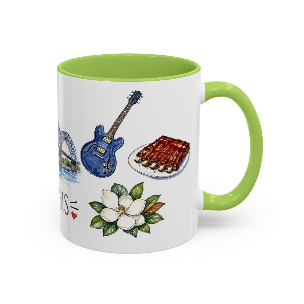 Memphis Illustrated Travel Mug | City Souvenir Accent Coffee Mug | 11oz 15oz Ceramic Cup