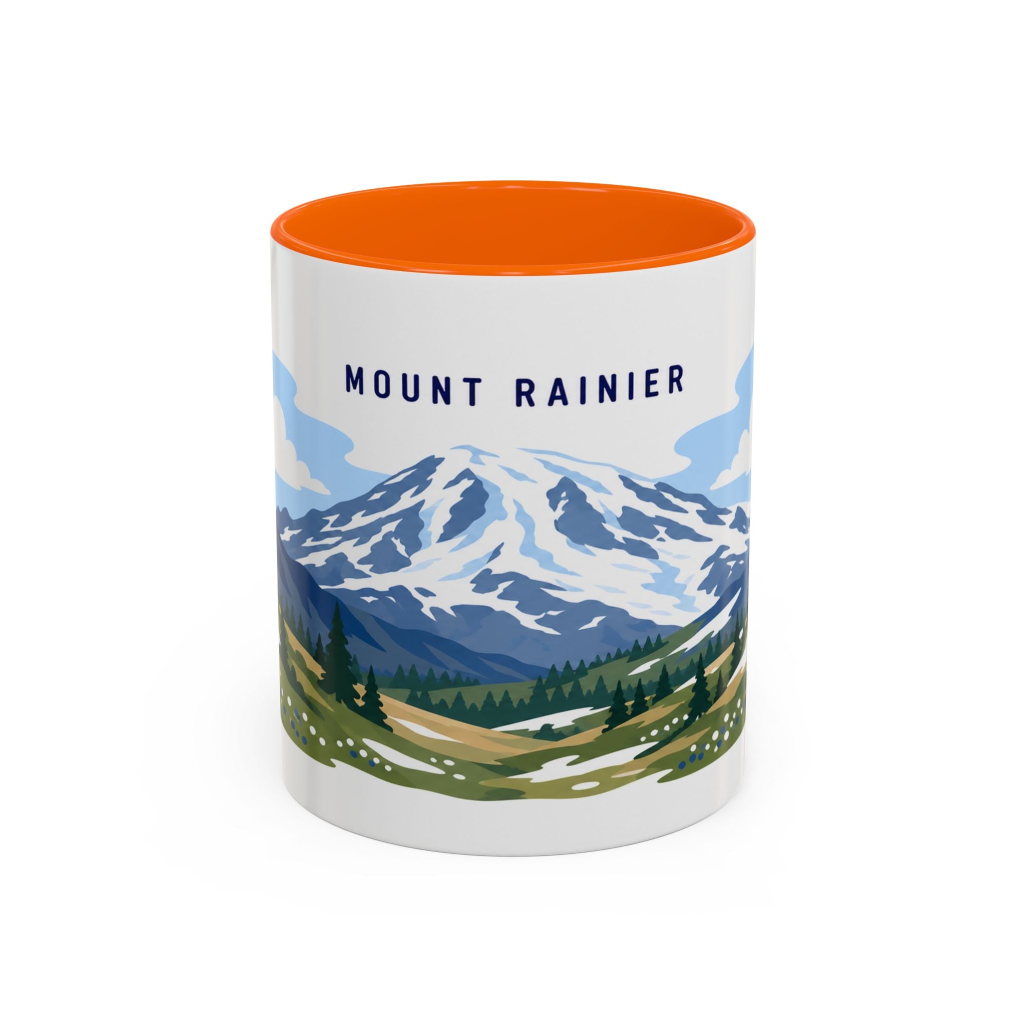 Mount Rainier National Park Coffee Mug | Solid Color Block Park Souvenir | 11oz 15oz Accent Mug