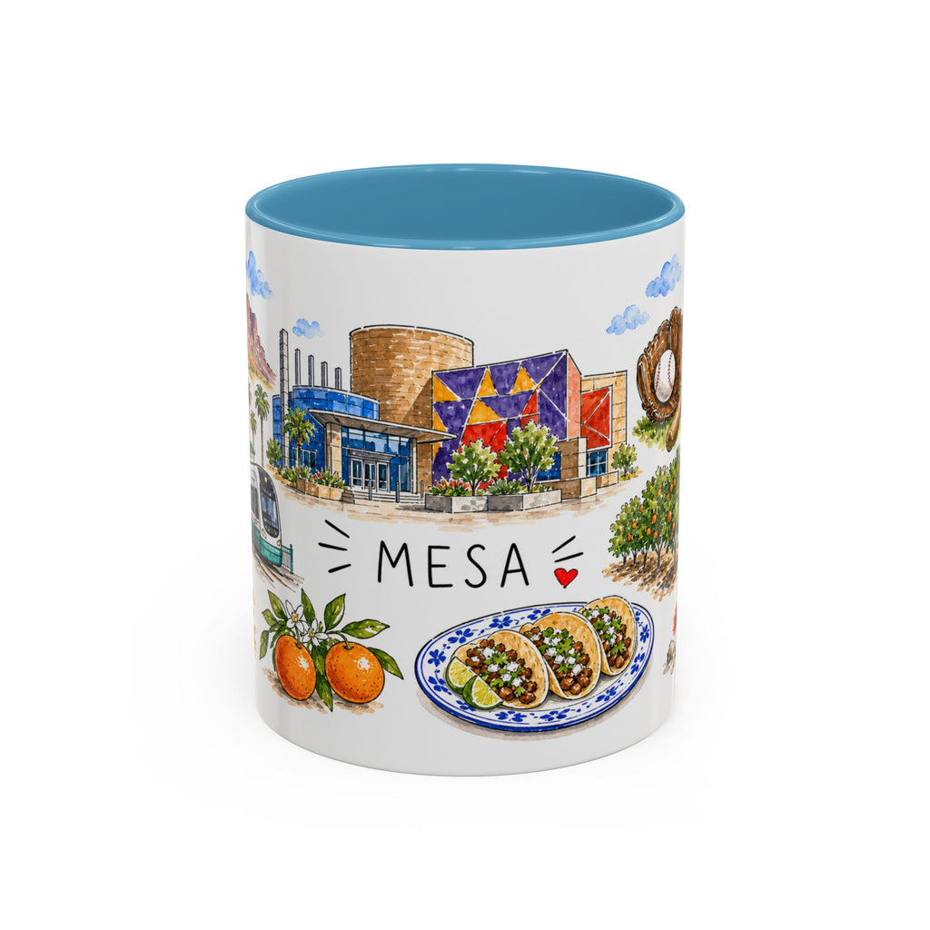 Mesa Illustrated Travel Mug | City Souvenir Accent Coffee Mug | 11oz 15oz Ceramic Cup